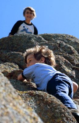 Wichita Mountains Wildlife Refuge, Seth and Jeremy climbing the rocks