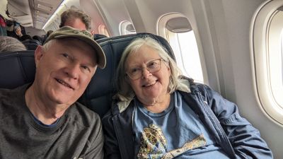 Steve and Mary, on the plane to Quito