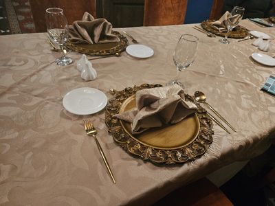 The elegant table settings for our dinner