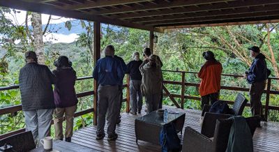 Day 7: Sat, Mar 10, 2024--at San Isidro Lodge, then to La Brisa hummingbird feeders

Birding from the deck at the lodge after breakfast
Tice, Becky, Jerry, Dawn, Andres, Vickie, Garry, Jimmy
