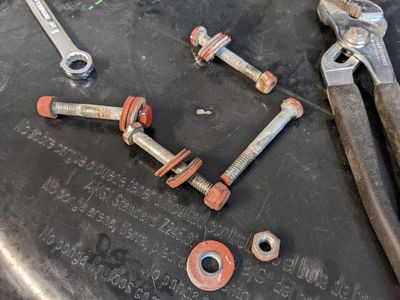 The swing was put together with bolts.