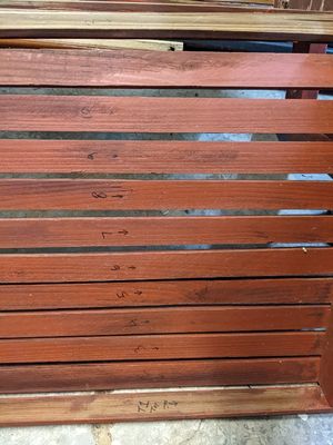 The top dozen slats, numbered before removing