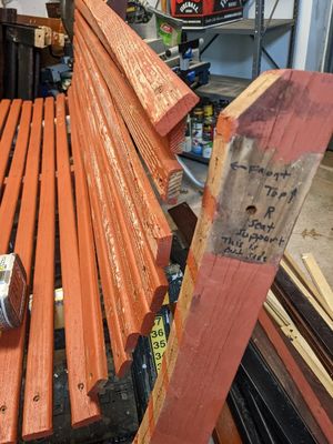 The slats were attached to 3 identical 2-piece supports.