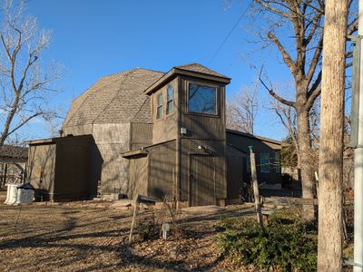 Window room and storm shelter on the S side of the big dome, from the back yard
