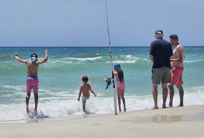 Max, Xander, Alexa, Steve, Bryce and somebody's fishing pole