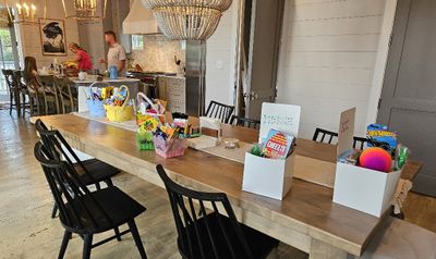 On Sunday, Easter morning, the parents prepared gift packages for each of the kids.