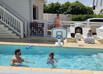 Meanwhile, others got in some final pool time.
Seth, Max, Bryce, Xander