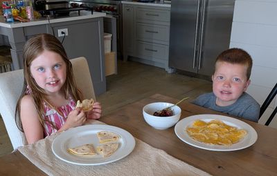 Time for a snack.
Alexa and Xander