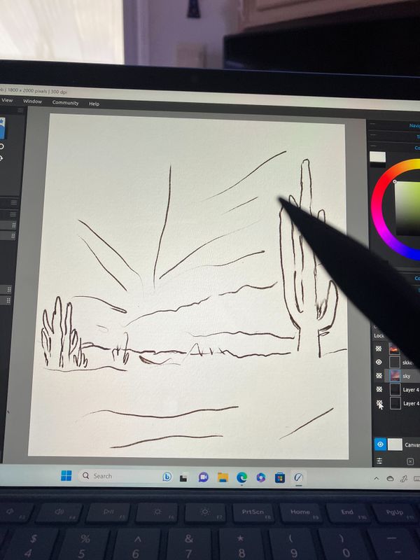 I start with a loose sketch