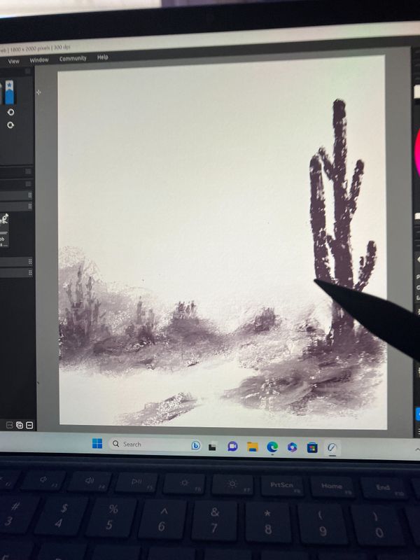 Paint in some details in sketch on layer