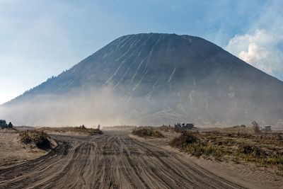 Mount Batok ahead - taken through the windscreen of a Jeep