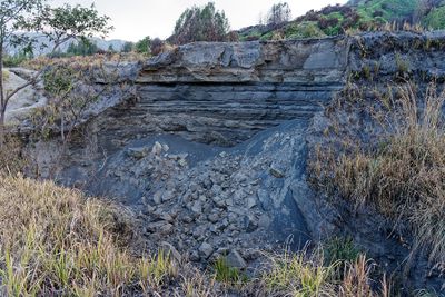 Layers of volcanic ash