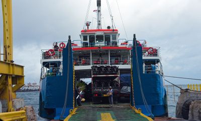 Catching the ferry to Bali