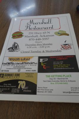 Menu Of Diner