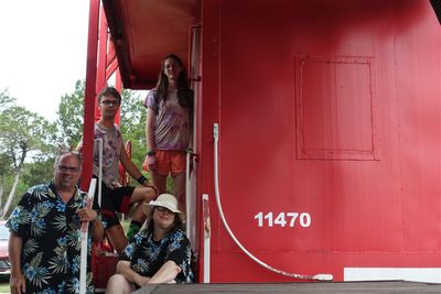 Us At Model Train Near Mexican Restaurant