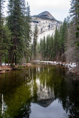 North Dome reflection in Merced River