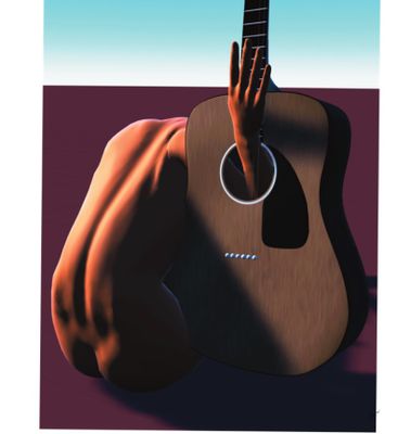 nude with guitar