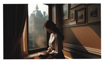 woman reading a small book (version2)