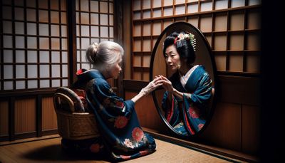 ald old woman remembers when she was a young geisha