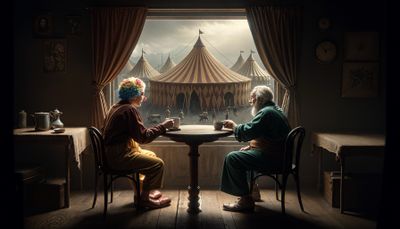 two old clowns try to imagine the early circus - 2