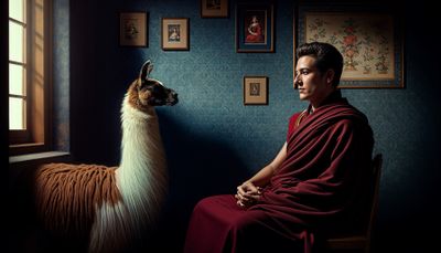 a llama meets a tibetan lama