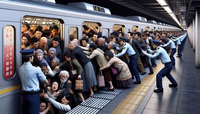 tokyo subway at rush hour