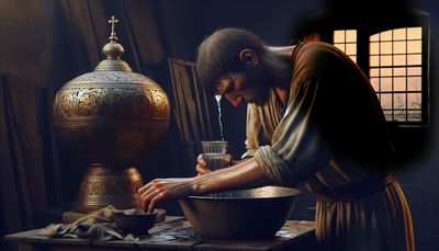 imagining the middle ages - worker washing face