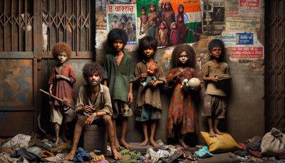 indian street children with scavenged treasures