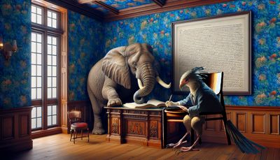 the elephant writer and  his secretary  bird