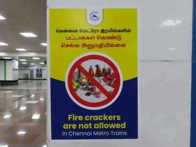 Chennai metro station no firecrackers