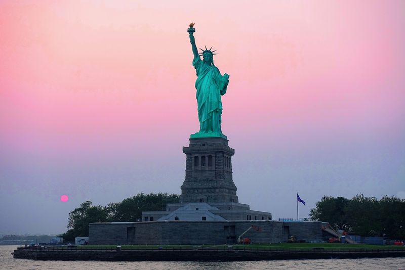 Statue of Liberty at sunset 