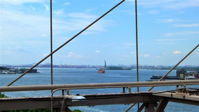 Statue of Liberty seen from Brooklyn Bridge