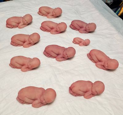 3 inch sleeping silicone babies and one 2 inch