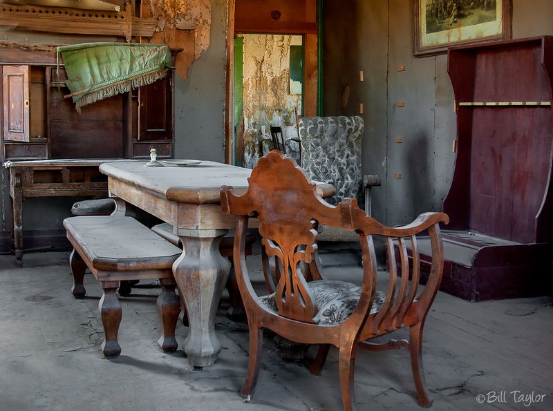 The dining room of the Lottie Johl House, along Main Street in Bodie
