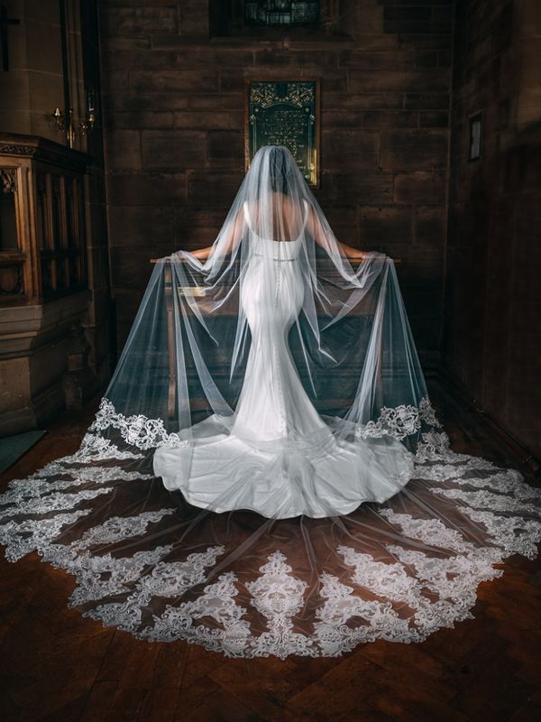 The Bridal Veil Revolution: Why Cathedral Veil with Blusher is a Timeless Classic