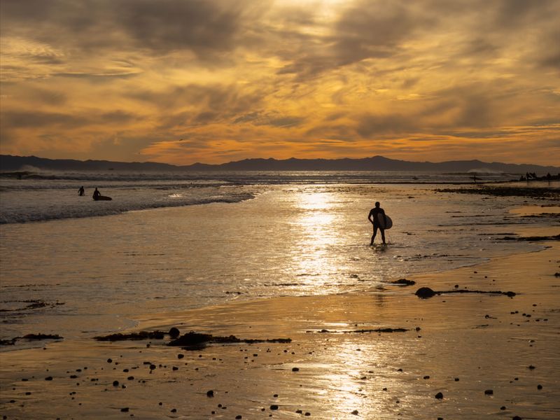 surfing sunset