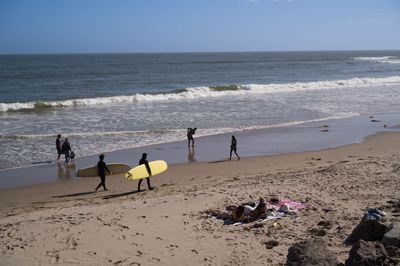 busy beach scene