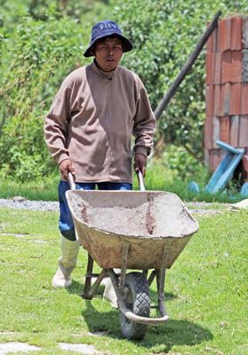 One of the workers on the building for older residents.