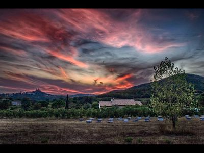 Sunset over Grimaud Castle