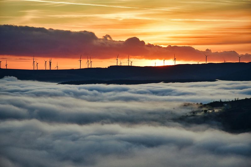 Inversion sunset, Rhondda Fach.