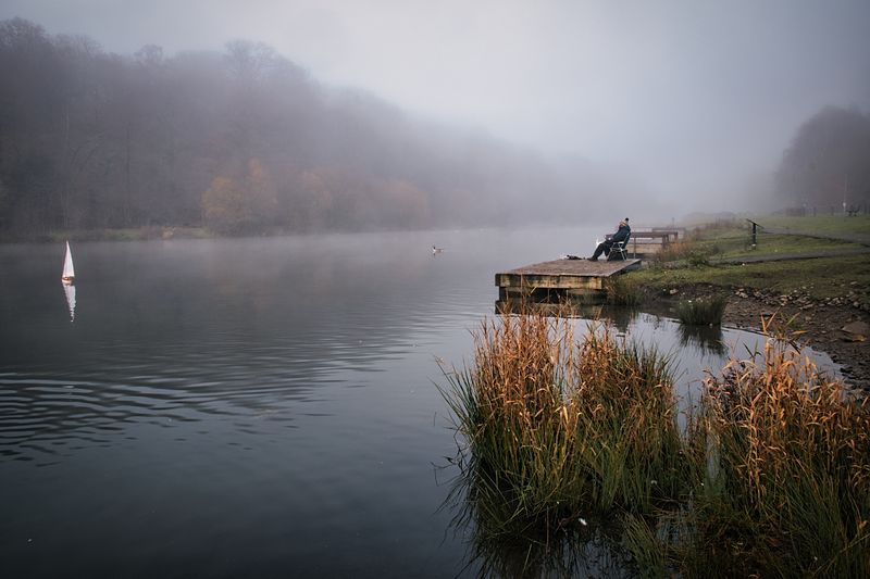 Sailing on a foggy day.