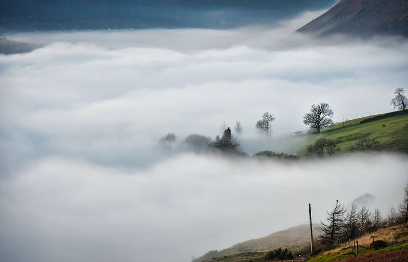 Fog covering Ferndale and Maerdy, Rhondda Fach.