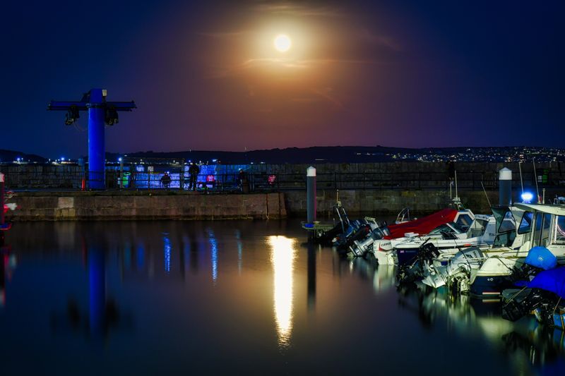 Porthcawl Harbour and the Harvest Moon.