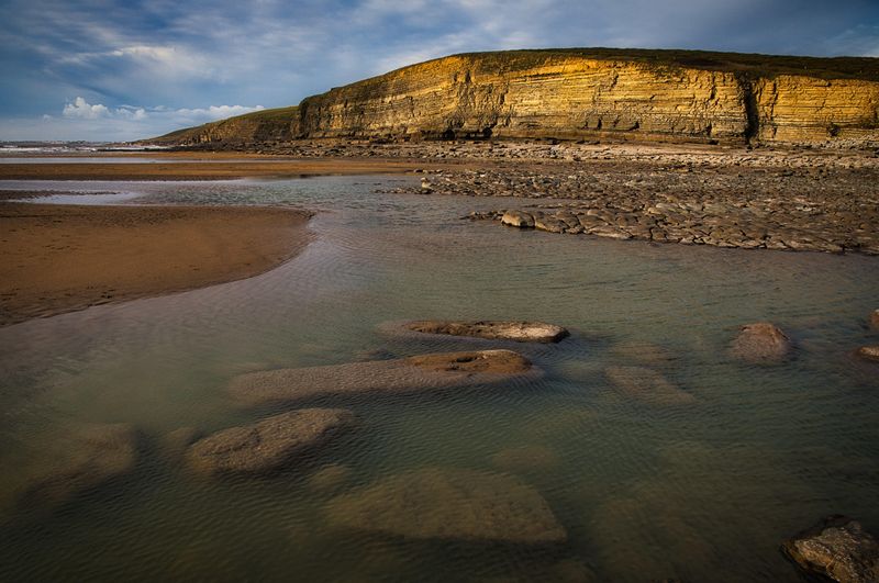 Submerged rocks.