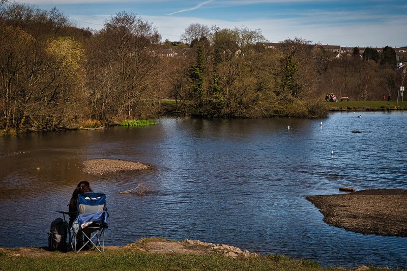 Enjoying the spring sunshine at the top lake.