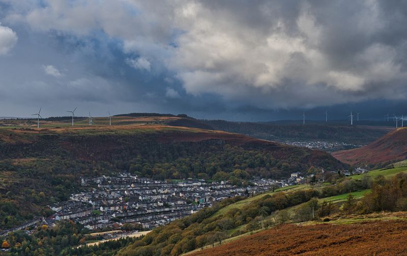 Stormy clouds over the Rhondda Fach.