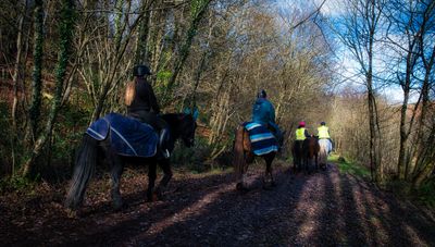 Riding in the park.