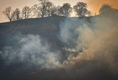 Mountain fire below Penrhiwcaradoc.