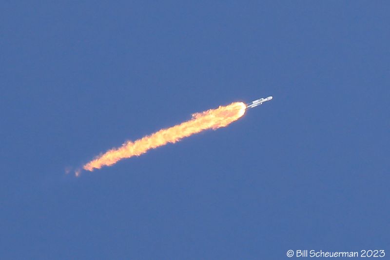 Falcon Heavy trajectory heading east.