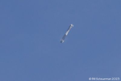 Space X booster falling back down for landing at Cape.